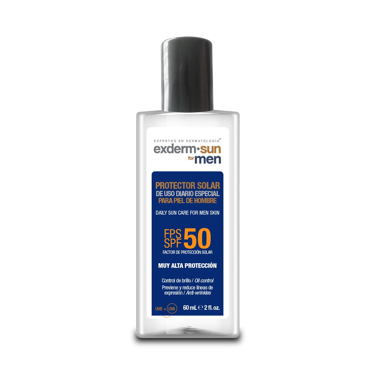 exderm sun for men, protector solar fps 50 para hombre