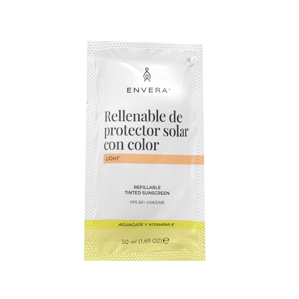rellenable protector solar con color tono light fps 50+ uva uvb
